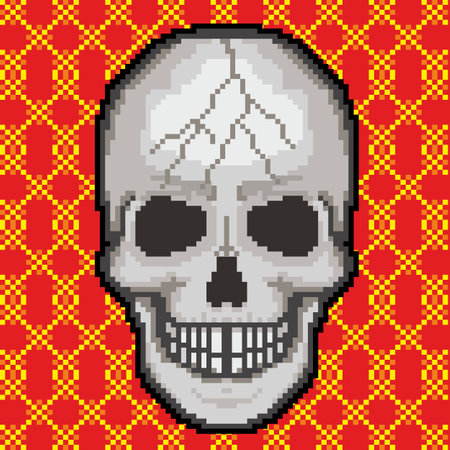 degital sign with pixel skull, grunge vintage design t shirtsのイラスト素材
