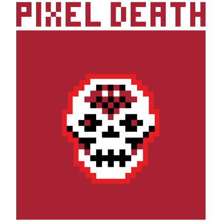 degital sign with pixel skull, grunge vintage design t shirtsのイラスト素材