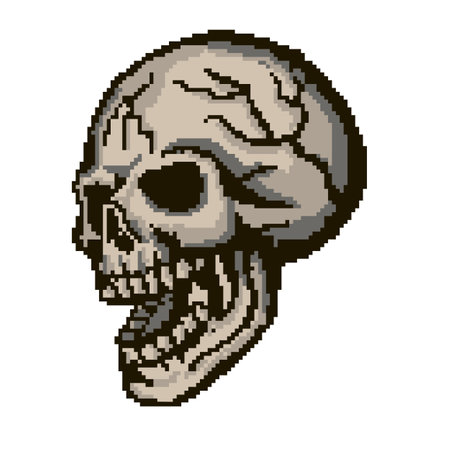 degital pixel skull, vintage design t shirtsのイラスト素材