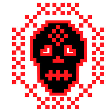 degital sign with pixel skull, grunge vintage design t shirtsのイラスト素材