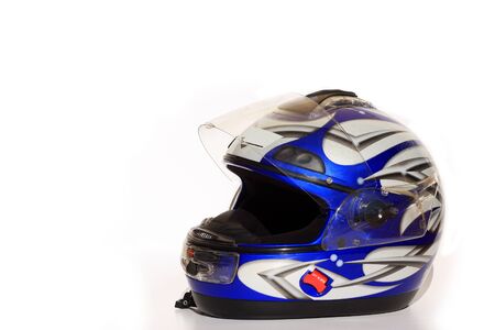 Blue full face crash helmetの写真素材