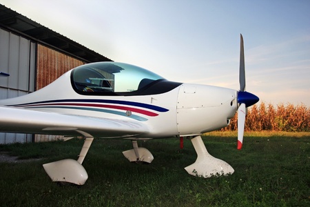 Airplane in a grain field