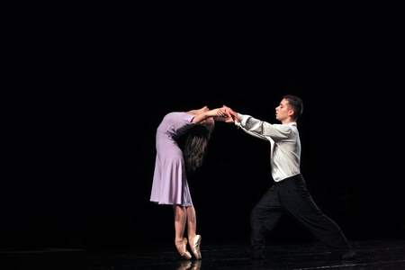 TURIN, ITALY - JANUARY 25, 2011: dancers of Salvino Aiosa's Ballet Company perform "The diary of Anna Frank"のeditorial素材