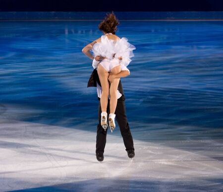 Turin, Italy - October,  8, 2011:Anna Cappellini and Luca Lanotte of Italy perform in the Gran Galà of Ice event in the Palavela in Turin, Italyのeditorial素材