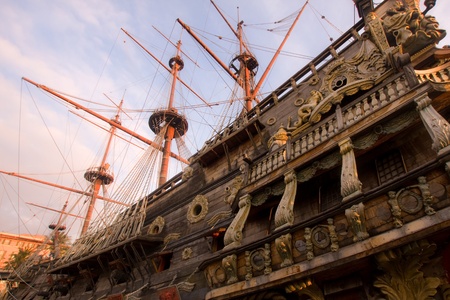 Galleon of Neptune in the harbor of Genoaのeditorial素材