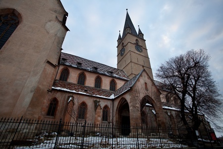 ancient cathedral of Sighisoara, romaniaの写真素材