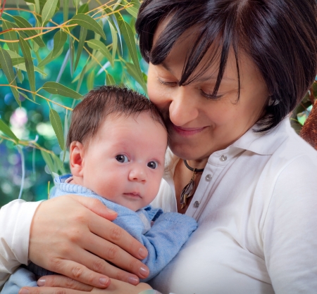 Sweet baby boy and his mamの写真素材