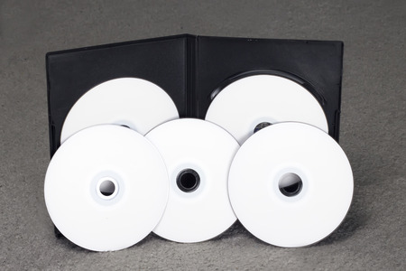 five empty cd mockup template with coverの写真素材