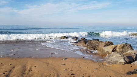 Very nice Beart beach in France with clean blue water and blue sky