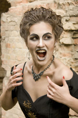 Witch Woman scream. Halloween Art Designの写真素材