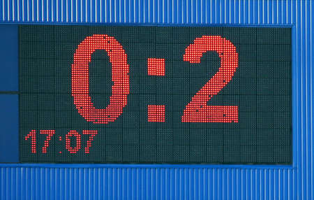 A large electronic advertisement board with numbers 0 and 2の写真素材