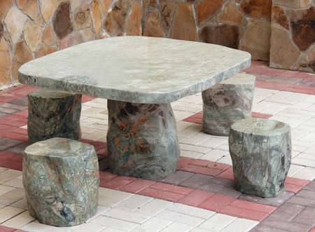 Rest table set in the lobbyの写真素材