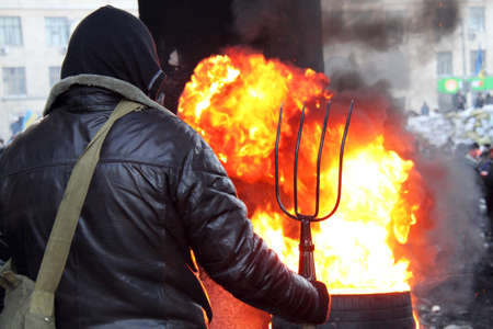 Mass anti-government protests in the center of Kiev on Hrushevskoho St  near Dynamo Stadium 