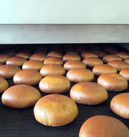 Fresh bread just baked in the bakery