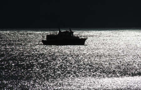 Boat at dusk  Tropical landscape  の写真素材