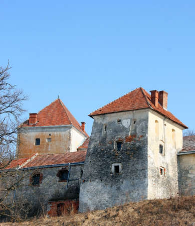 Tower of Svirz Castle is a fortified aristocratic residence in Svirzh, Lviv Oblast, Ukraineのeditorial素材