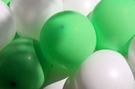 Background white and green balloons, now located diagonallyの写真素材