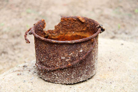 Rusty military pot timein the Second World Warの写真素材