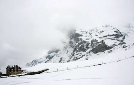 The hotel at station on the route to Jungfrau in Kleine Scheidegg, Switzerlandの写真素材