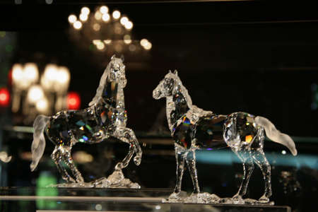 WATTENS, AUSTRIA - May 07, 2009: Horse made with crystal Swarovski at Crystal Worlds (Kristallwelten) museum. Swarovski is an Austrian producer of luxury cut lead glass found in 1895のeditorial素材