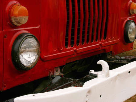 The radiator and bumper of old Soviet fire truckのeditorial素材