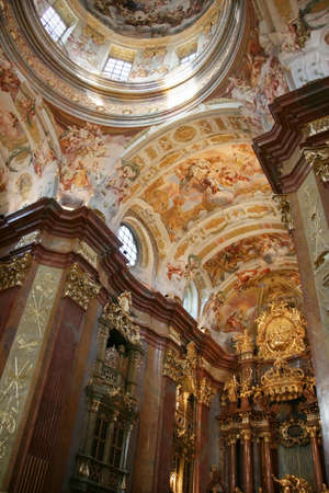 MELK, AUSTRIA - 07 May 2009: Interior of the main church in monastery. All the artwork was created before 1736のeditorial素材