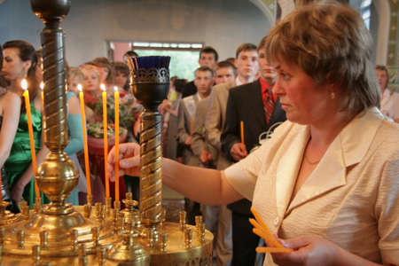 LUTSK, UKRAINE - 27 June 2009: Ukrainian parishioners of the Orthodox Church