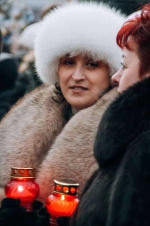 Lutsk, Ukraine - January 11, 2008: Participant of the mass holiday festivities during the celebration of Orthodox Christmasのeditorial素材