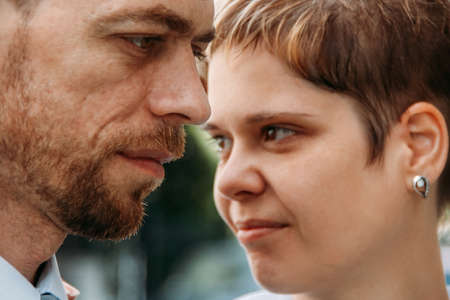 Couple face to faceの写真素材