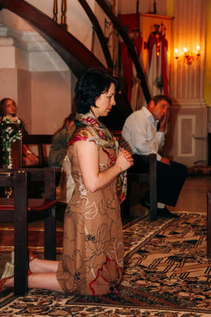 LUTSK, Volyn / UKRAINE - July 26 2009: People believe faith religious in christianity churchのeditorial素材