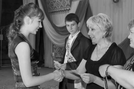 Kiverci, Volyn / Ukraine - June 27 2009: Graduation ceremony at rural schoolのeditorial素材