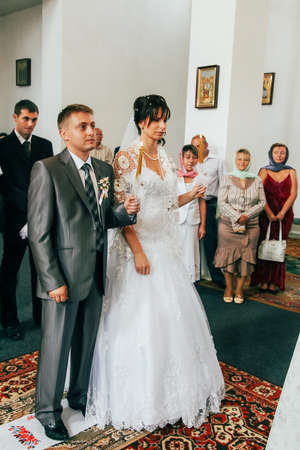 LUTSK, Volyn / UKRAINE - August 30 2009: Wedding in Orthodox churchのeditorial素材