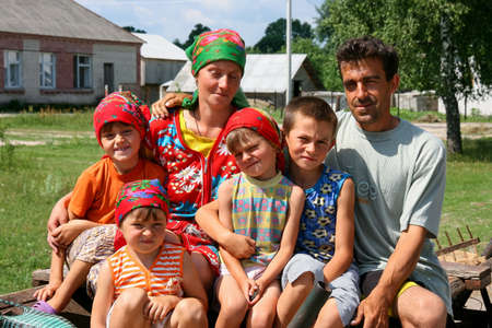 Mulchyci, Rivne / Ukraine - June 22 2011:   posing on street of villageのeditorial素材