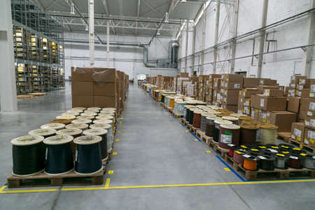 Brody, Lviv / Ukraine - December 13 2017: Warehouse industrial enterprise. The storage of coils of...