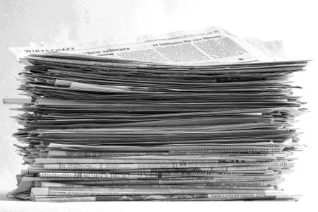 Lutsk ,Voln / Ukraine - October 13 2012: Heap of old newspapers at home