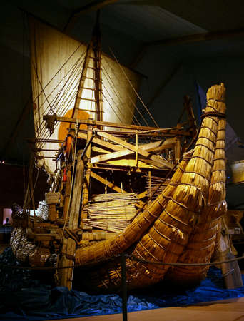 Oslo, Norway - May 02 2007: The boat of papyrus Ra II, on which Thor Heyerdahl made a transatlantic crossing. Kon-Tiki Museum.のeditorial素材