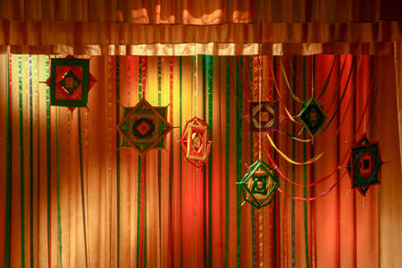 Theatrical stage with Christmas ethnic decoratedの写真素材