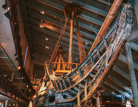 Stockholm, Sweden - April 30 2007: Famous ancient reconstructed Vasa vessel in museumのeditorial素材