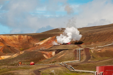 Geothermal power station in Iceland, the Land of Iceの写真素材