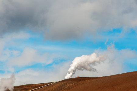 Geothermal power station in Iceland, the Land of Iceの写真素材