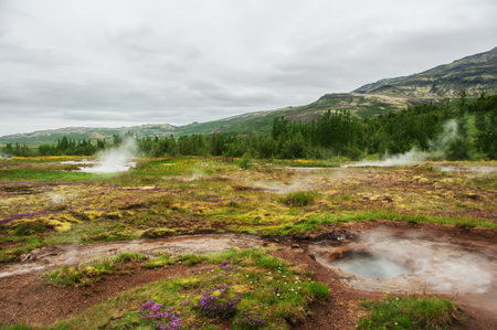 The powerful Stokkur Geyser in Icelandの写真素材