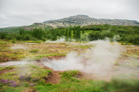The powerful Stokkur Geyser in Icelandの写真素材