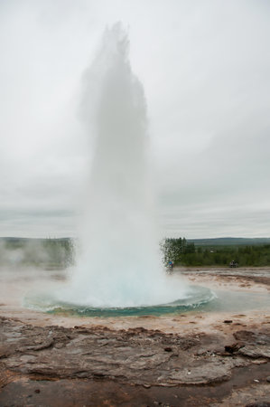 The powerful Stokkur Geyser in Icelandの写真素材