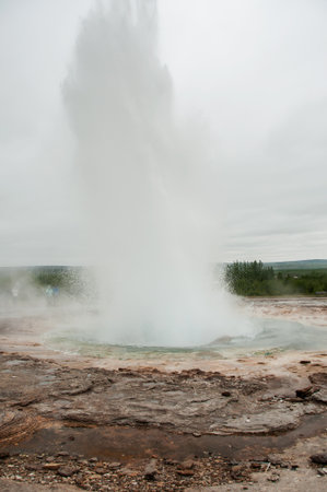 The powerful Stokkur Geyser in Icelandの写真素材