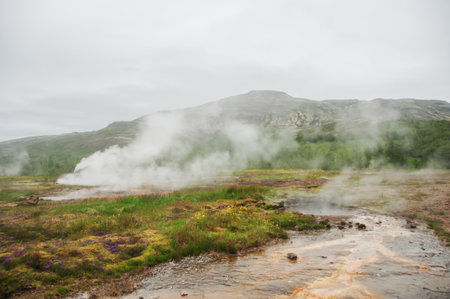 The powerful Stokkur Geyser in Icelandの写真素材