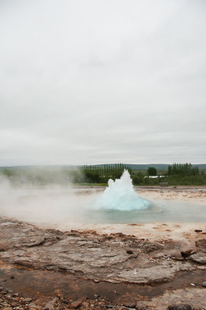 The powerful Stokkur Geyser in Icelandの写真素材
