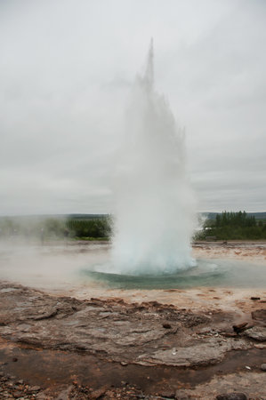 The powerful Stokkur Geyser in Icelandの写真素材