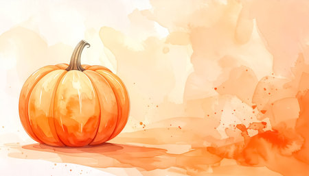 Watercolor pumpkin illustration. Autumn timeの素材