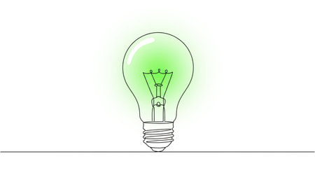 Green light bulb illustration on white background. Technology and ecology conceptの素材
