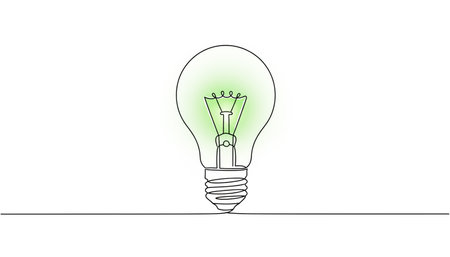 Green light bulb illustration on white background. Technology and ecology conceptの素材